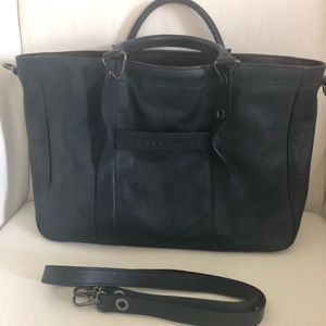 Longchamp leather dark navy tote
